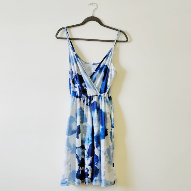 Ouges Watercolor Floral Blue Mini Dress